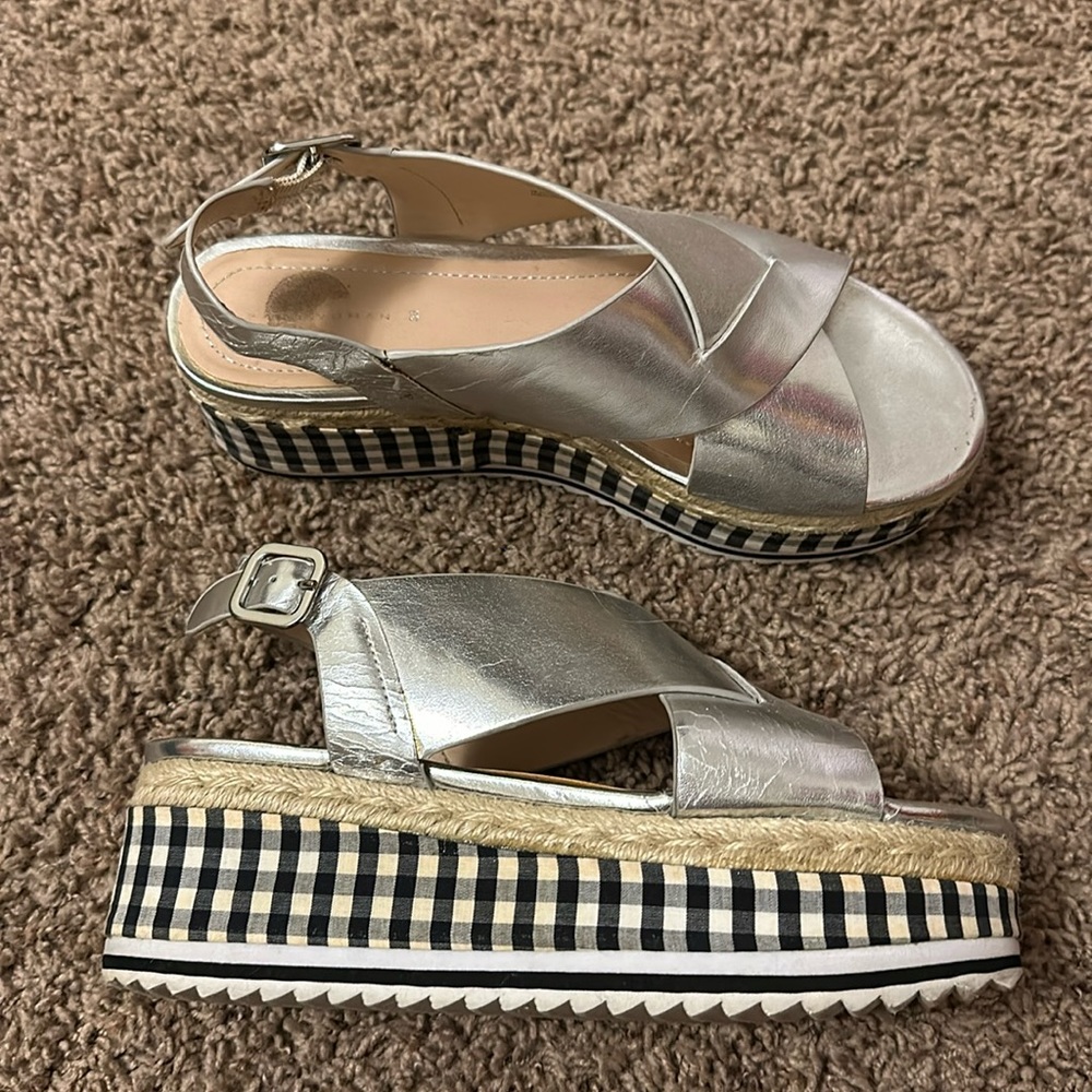 Zara Gingham Espadrille Flatforms (36)